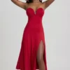 Rochie midi A-line fără bretele din jersey elastic Joely, în culoarea True Red Rochie midi A-line fără bretele din jersey elastic Joely, în culoarea True Red