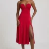 Rochie midi A-line fără bretele din jersey elastic Joely, în culoarea True Red Rochie midi A-line fără bretele din jersey elastic Joely, în culoarea True Red
