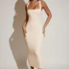 Rochie midi Ainslee cu gât pătrat, culoare ivoriu Rochie midi Ainslee cu gât pătrat, culoare ivoriu