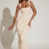 Rochie midi Ainslee cu gât pătrat, culoare ivoriu Rochie midi Ainslee cu gât pătrat, culoare ivoriu