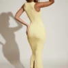 Rochie midi Ainslee cu gât pătrat, galben pastel Rochie midi Ainslee cu gât pătrat, galben pastel