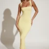 Rochie midi Ainslee cu gât pătrat, galben pastel Rochie midi Ainslee cu gât pătrat, galben pastel