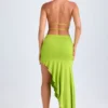 Rochie midi asimetrică cu decupaje și gât halter Manami, verde lime Rochie midi asimetrică cu decupaje și gât halter Manami, verde lime