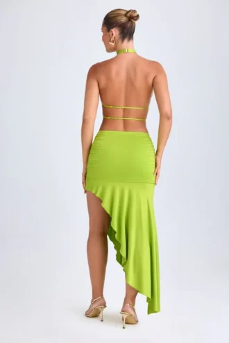Rochie midi asimetrică cu decupaje și gât halter Manami, verde lime Rochie midi asimetrică cu decupaje și gât halter Manami, verde lime