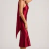 Rochie midi asimetrică Shaya cu detaliu eșarfă, în roșu intens Rochie midi asimetrică Shaya cu detaliu eșarfă, în roșu intens