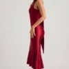 Rochie midi asimetrică Shaya cu detaliu eșarfă, în roșu intens Rochie midi asimetrică Shaya cu detaliu eșarfă, în roșu intens