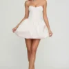 Rochie midi-ax Gloriana convertibilă, cu detaliu fundă și tiv bufant, în culoarea ivoriu