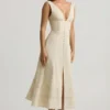 Rochie midi-axială din poplin de bumbac Aralisse, în culoarea Ivory