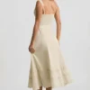 Rochie midi-axială din poplin de bumbac Aralisse, în culoarea Ivory