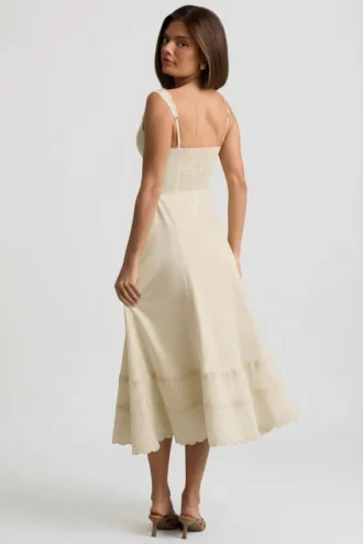Rochie midi-axială din poplin de bumbac Aralisse, în culoarea Ivory Rochie midi-axială din poplin de bumbac Aralisse, în culoarea Ivory
