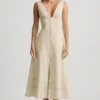Rochie midi-axială din poplin de bumbac Aralisse, în culoarea Ivory