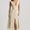 Rochie midi-axială din poplin de bumbac Aralisse, în culoarea Ivory