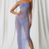 Rochie midi bandeau cu volane Papeete în violet lavandă Rochie midi bandeau cu volane Papeete în violet lavandă