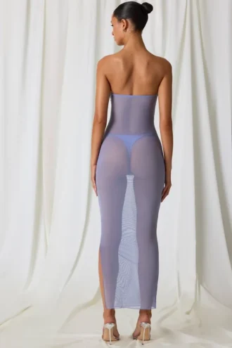 Rochie midi bandeau cu volane Papeete în violet lavandă Rochie midi bandeau cu volane Papeete în violet lavandă