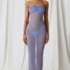 Rochie midi bandeau cu volane Papeete în violet lavandă Rochie midi bandeau cu volane Papeete în violet lavandă