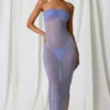 Rochie midi bandeau cu volane Papeete în violet lavandă Rochie midi bandeau cu volane Papeete în violet lavandă