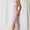 Rochie midi bandeau cu volane Papeete, roz pal Rochie midi bandeau cu volane Papeete, roz pal