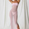 Rochie midi bandeau cu volane Papeete, roz pal Rochie midi bandeau cu volane Papeete, roz pal