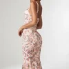 Rochie midi cu coadă de pește și detaliu sutien stratificat Valentina, cu imprimeu floral Primrose