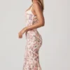 Rochie midi cu coadă de pește și detaliu sutien stratificat Valentina, cu imprimeu floral Primrose