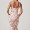 Rochie midi cu coadă de pește și detaliu sutien stratificat Valentina, cu imprimeu floral Primrose