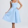 Rochie midi cu corset drapat Marguerite, albastru pudră Rochie midi cu corset drapat Marguerite, albastru pudră
