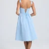 Rochie midi cu corset drapat Marguerite, albastru pudră Rochie midi cu corset drapat Marguerite, albastru pudră