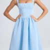 Rochie midi cu corset drapat Marguerite, albastru pudră Rochie midi cu corset drapat Marguerite, albastru pudră