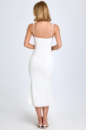 Rochie midi cu dantelă Petula, albă Rochie midi cu dantelă Petula, albă