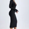 Rochie midi cu decolteu adânc în V din modal Yael, negru Rochie midi cu decolteu adânc în V din modal Yael, negru