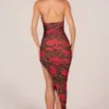 Rochie midi cu decolteu halter și tiv asimetric, cu imprimeu leopard roz Rochie midi cu decolteu halter și tiv asimetric, cu imprimeu leopard roz