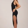 Rochie midi cu decolteu halter și tiv despicat Storie, negru Rochie midi cu decolteu halter și tiv despicat Storie, negru