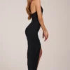 Rochie midi cu decolteu halter și tiv despicat Storie, negru Rochie midi cu decolteu halter și tiv despicat Storie, negru