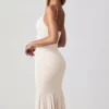 Rochie midi cu decolteu în V și godet Elowen, culoare ivoriu
