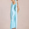 Rochie midi cu detaliu eșarfă Giada în culoarea Soft Aqua Rochie midi cu detaliu eșarfă Giada în culoarea Soft Aqua