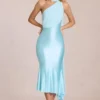 Rochie midi cu detaliu eșarfă Giada în culoarea Soft Aqua Rochie midi cu detaliu eșarfă Giada în culoarea Soft Aqua