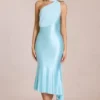 Rochie midi cu detaliu eșarfă Giada în culoarea Soft Aqua Rochie midi cu detaliu eșarfă Giada în culoarea Soft Aqua