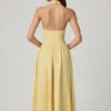 Rochie midi cu gât halter din modal cu broderie englezească Farrah, în galben lămâie
