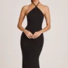 Rochie midi cu gât halter din modal Karissa, negru Rochie midi cu gât halter din modal Karissa, negru