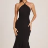 Rochie midi cu gât halter din modal Karissa, negru Rochie midi cu gât halter din modal Karissa, negru
