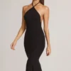 Rochie midi cu gât halter din modal Karissa, negru Rochie midi cu gât halter din modal Karissa, negru