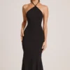 Rochie midi cu gât halter din modal Karissa, negru Rochie midi cu gât halter din modal Karissa, negru
