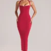 Rochie midi cu gât halter Landen în roșu cireș Rochie midi cu gât halter Landen în roșu cireș