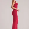 Rochie midi cu gât halter Landen în roșu cireș Rochie midi cu gât halter Landen în roșu cireș