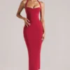 Rochie midi cu gât halter Landen în roșu cireș Rochie midi cu gât halter Landen în roșu cireș