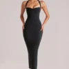 Rochie midi cu gât în V Landen, negru Rochie midi cu gât în V Landen, negru