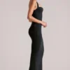 Rochie midi cu gât în V Landen, negru Rochie midi cu gât în V Landen, negru