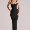 Rochie midi cu gât în V Landen, negru Rochie midi cu gât în V Landen, negru