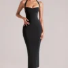 Rochie midi cu gât în V Landen, negru Rochie midi cu gât în V Landen, negru