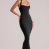 Rochie midi cu gât în V Landen, negru Rochie midi cu gât în V Landen, negru